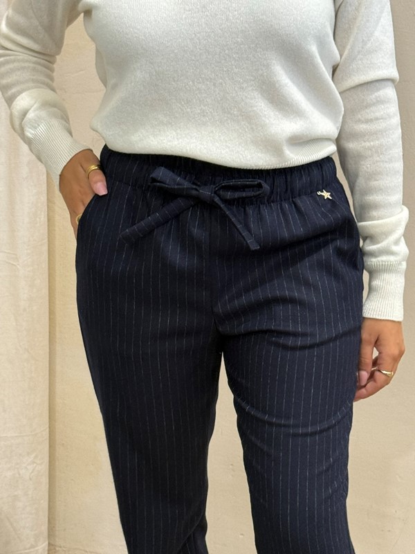 SOUVENIR Pantalone con elastico in vita gessato