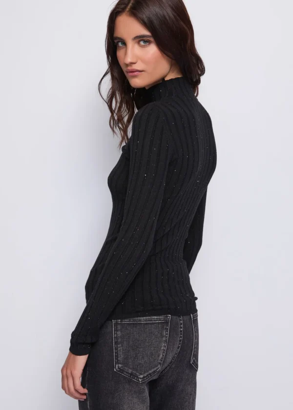 DENNY ROSE Maglia  lupetto a costine con micro paillettes