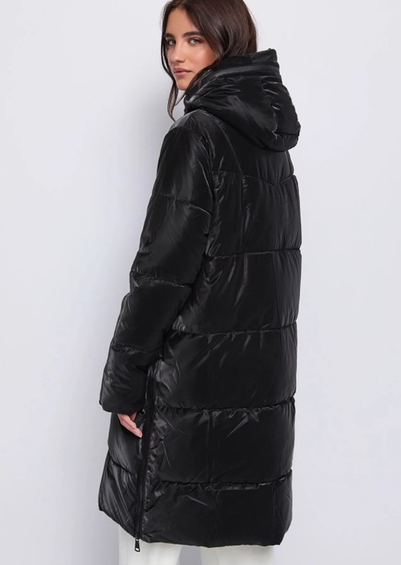 B1A449D37515B36DA13BD37E4A10F434_ DENNY ROSE Piumino lungo con cappuccio e zip sui lati