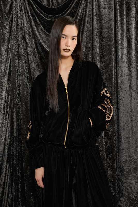 SOUVENIR Bomber in velluto con ricami