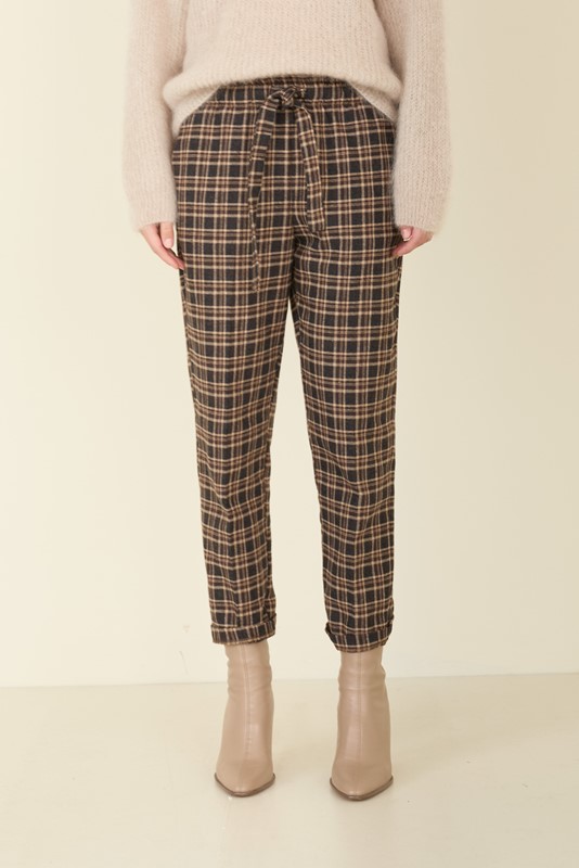 SOUVENIR Pantalone a quadri con elastico in vita