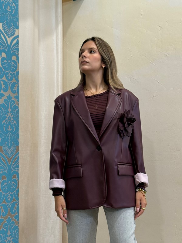 PHILIA LOFT Giacca ecopelle over con spilla