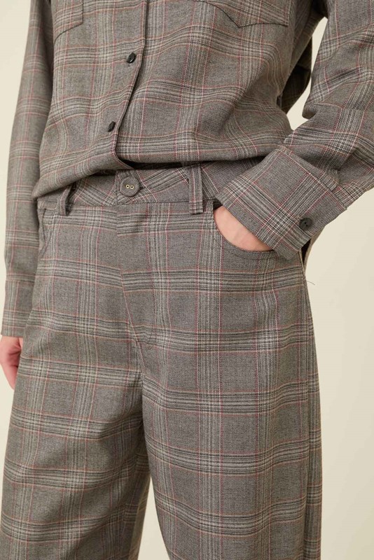 SOUVENIR Pantalone a quadri taglio jeans gamba dritta