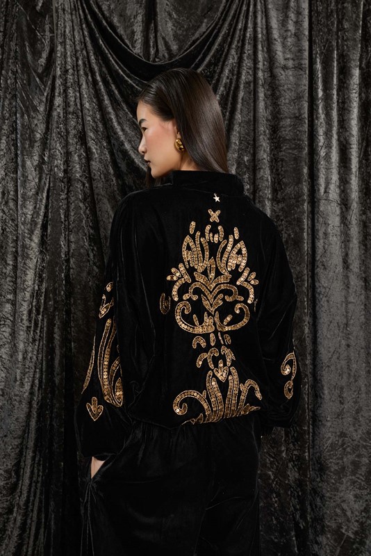 SOUVENIR Bomber in velluto con ricami