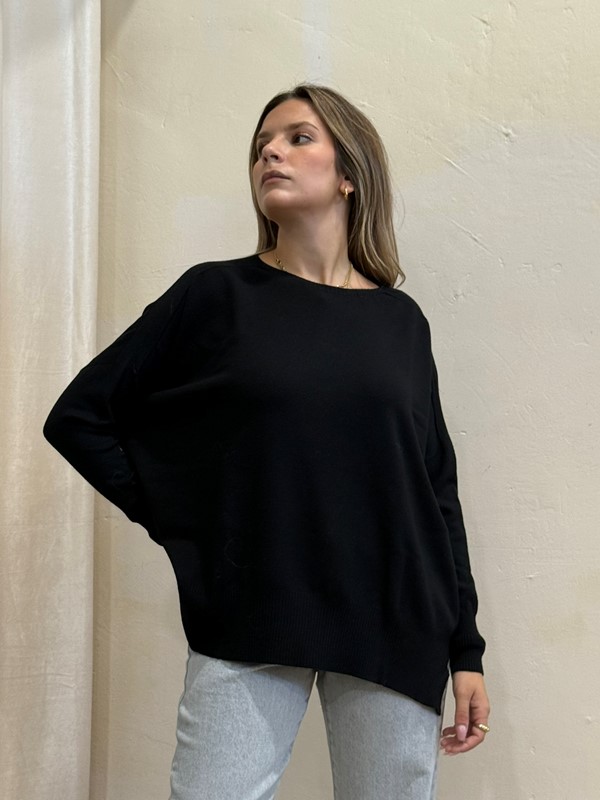 PHILIA LOFT Maglia scollo tondo over con spacchetti ai lati