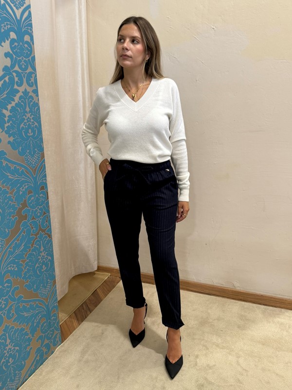 SOUVENIR Pantalone con elastico in vita gessato