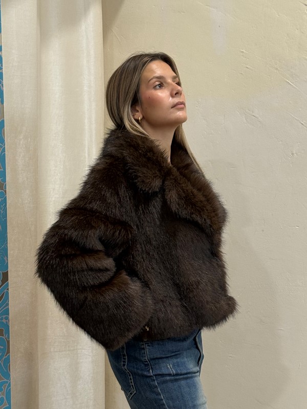 PHILIA LOFT Giacca ecopelliccia corta con collo sciallato