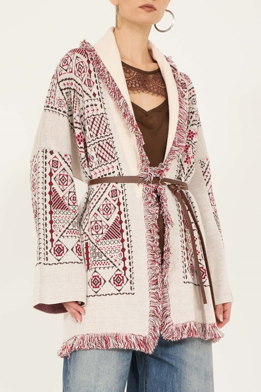 PHILIA LOFT Cardigan jacquard con cintura