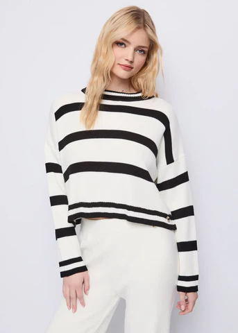 DENNY ROSE Maglia girocollo corta e ampia a righe