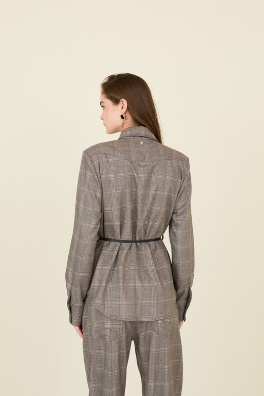 SOUVENIR Camicia a quadri con cintura e cravatta