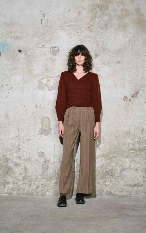 H2O Pantalone a quadretti vita alta con cintura