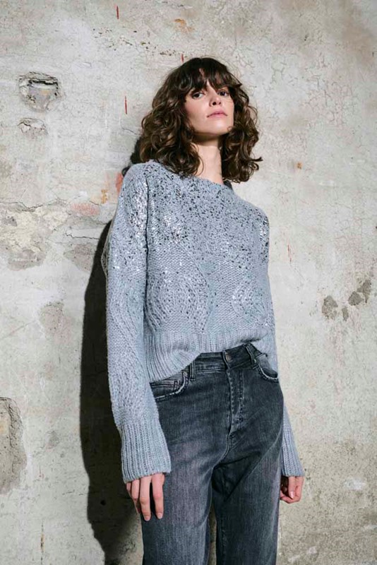 H2O Maglia collo alto spalmata argento