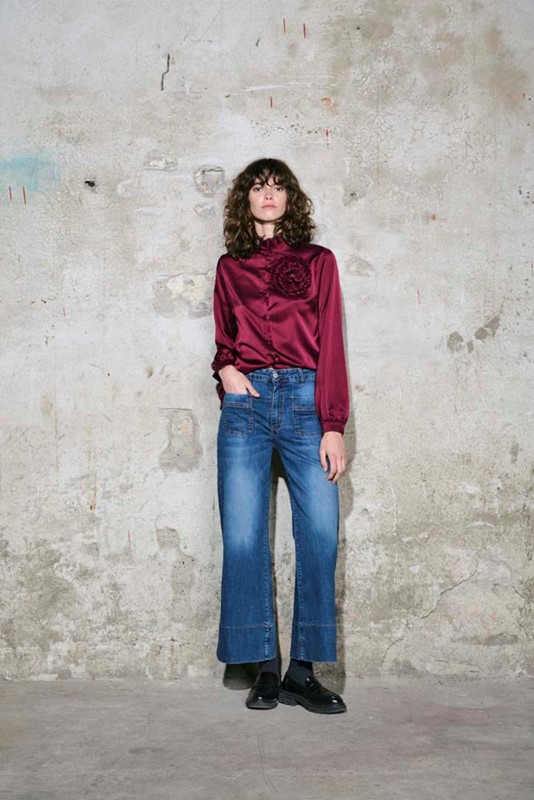 H2O Camicia collo coreana con spilla