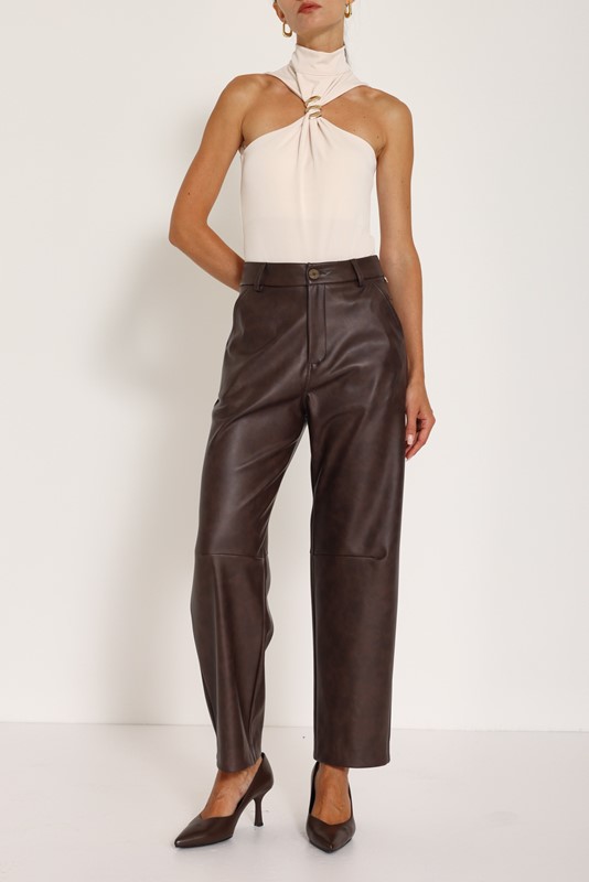 PHILIA LOFT Pantalone ecopelle gamba dritta