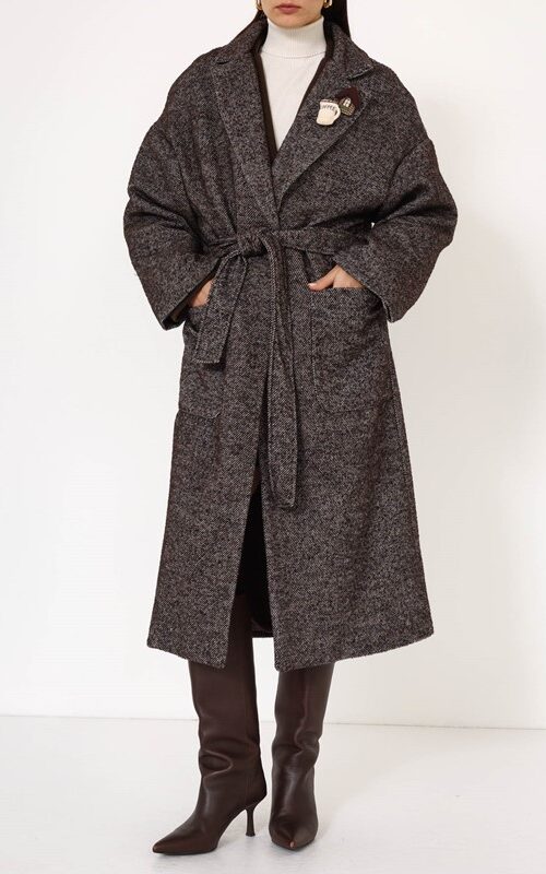 1329EE08E4DF3805B4C99DF191C19BE9_ PHILIA LOFT Cappotto spigato mod. vestaglia con spille