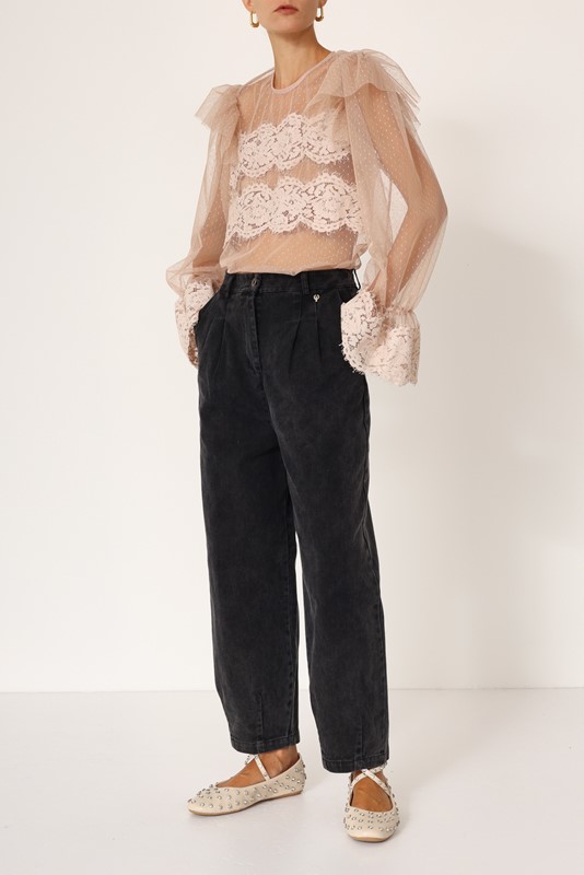 PHILIA LOFT Blusa in tulle con inserto in pizzo
