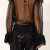 PHILIA LOFT Blusa in tulle con inserto in pizzo