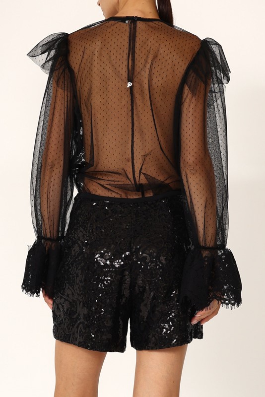 PHILIA LOFT Blusa in tulle con inserto in pizzo