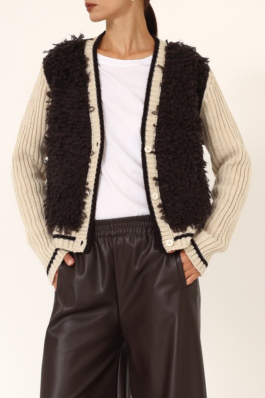 FE441582178582828FCD39CD442AE993_ PHILIA LOFT Cardigan con frange in contrasto