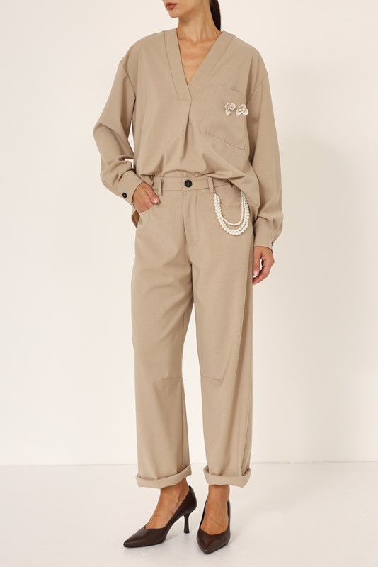 PHILIA LOFT Casacca a v con taschino e spille