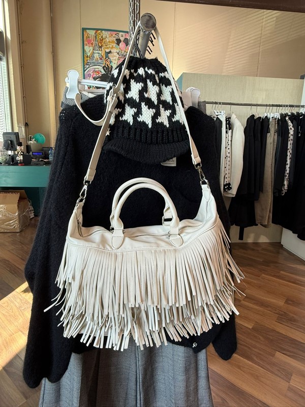 MAURY Borsa tracolla in pelle con frange