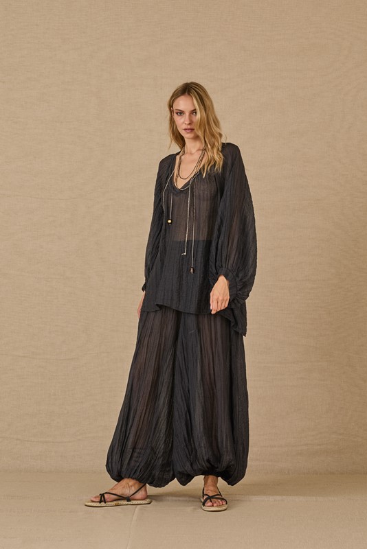 SOUVENIR Blusa over semitrasparente scollo v