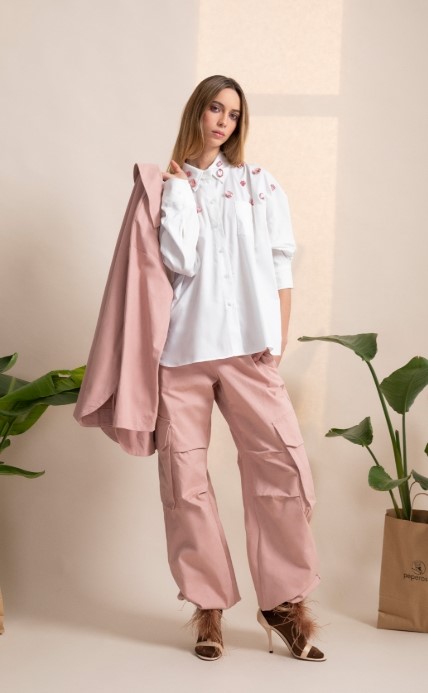 18795405C55D4EE01341D56BCFA7AA5D_ PEPE ROSA Pantalone cargo con laccetto in vita e sul fondo