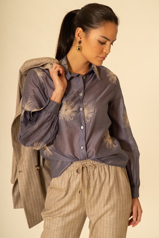 SISTE'S Pantalone gessato con coulisse e risvoltino