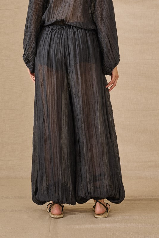 SOUVENIR Pantalone ampio semitrasparente con elastico sul fondo