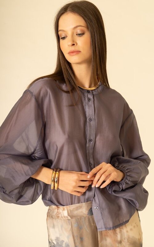 SISTE'S Camicia coreana con manica ampia trasparente