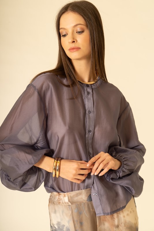 SISTE'S Camicia coreana con manica ampia trasparente