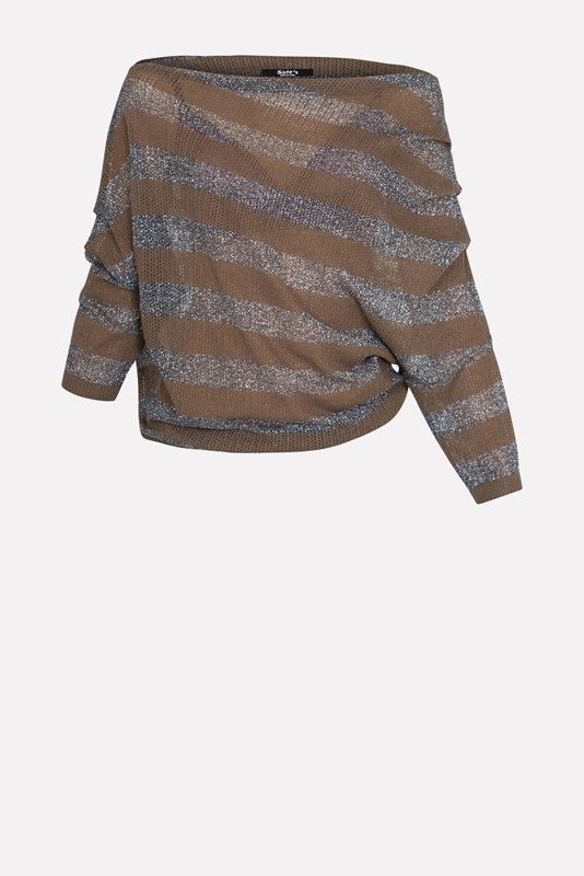 SISTE'S Maglia a righe glitter con  scollatura asimmetrica