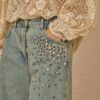 SOUVENIR Bermuda in jeans con strass
