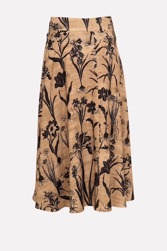 SISTE'S Gonna lunga con pinces a ruota fantasia botanica