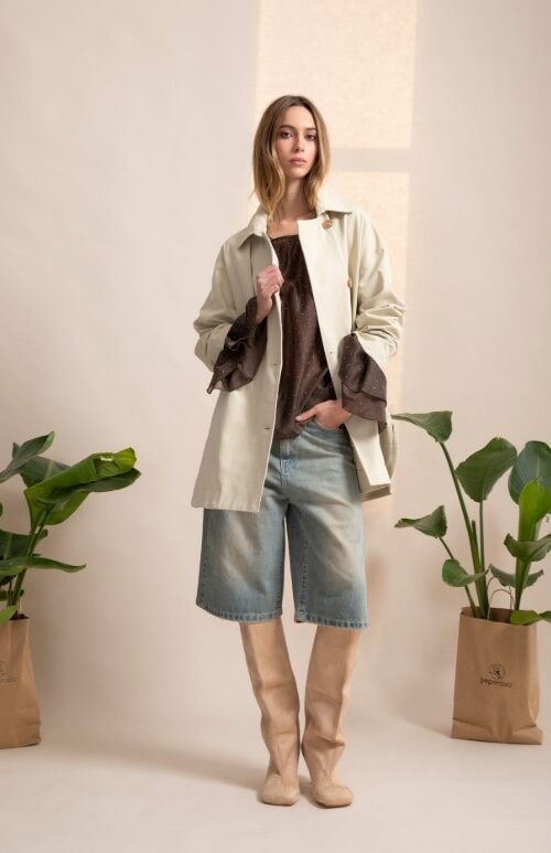 9FBCD48EA4582B8D863792A65B223157_ PEPE ROSA Giaccone ampio con abbottonatura laterale