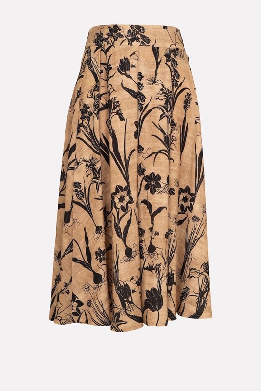 SISTE'S Gonna lunga con pinces a ruota fantasia botanica