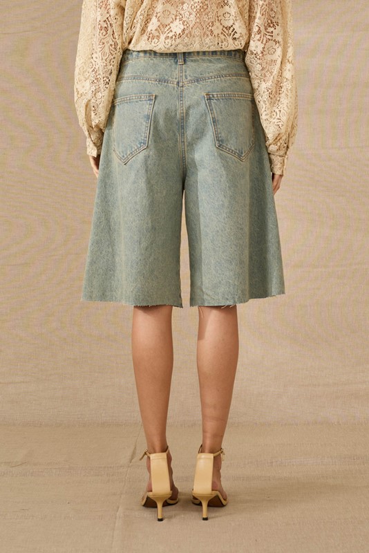 SOUVENIR Bermuda in jeans con strass