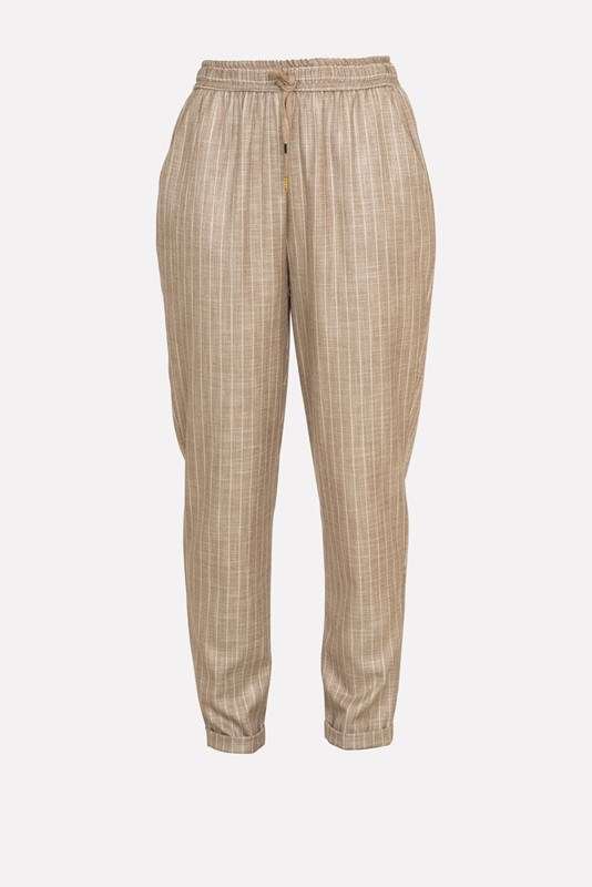 SISTE'S Pantalone gessato con coulisse e risvoltino