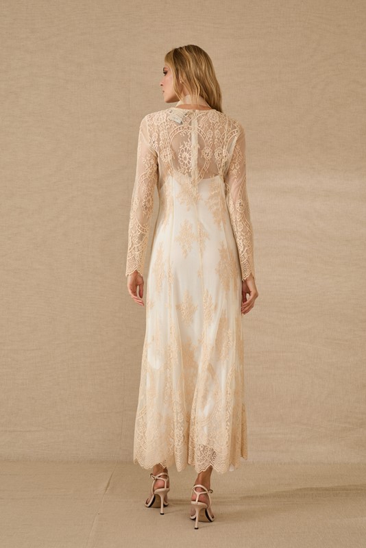 SOUVENIR Abito lungo ricamato in trasparenza