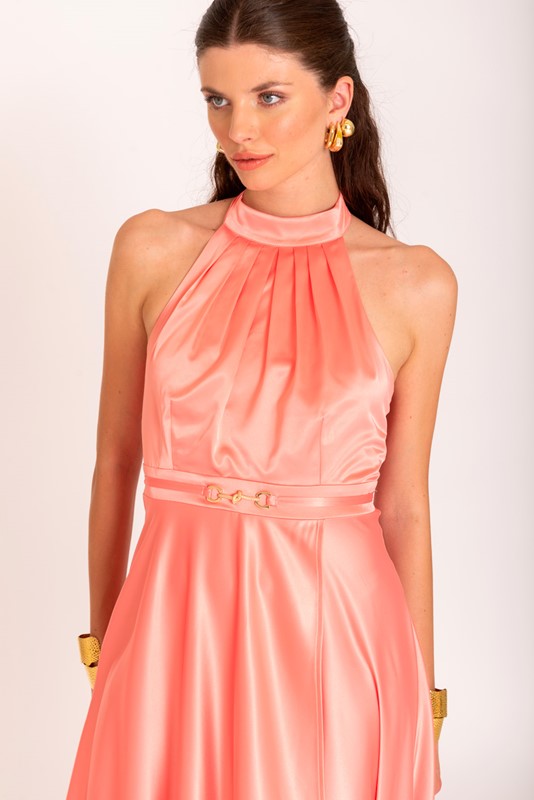 SISTE'S Abito lungo scollatura americana con cintura gioiello