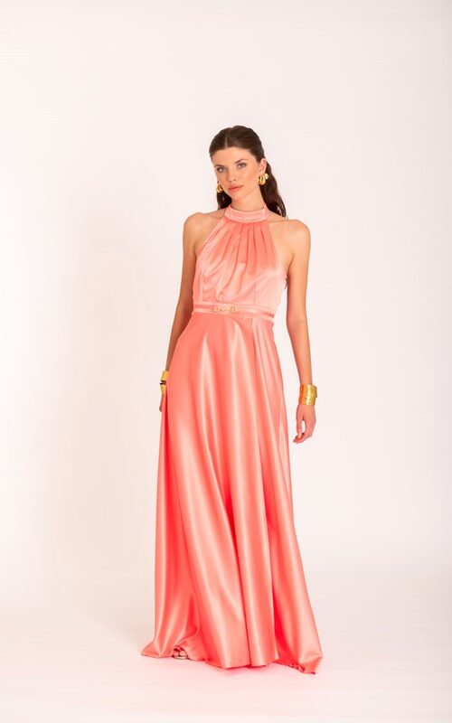 SISTE'S Abito lungo scollatura americana con cintura gioiello