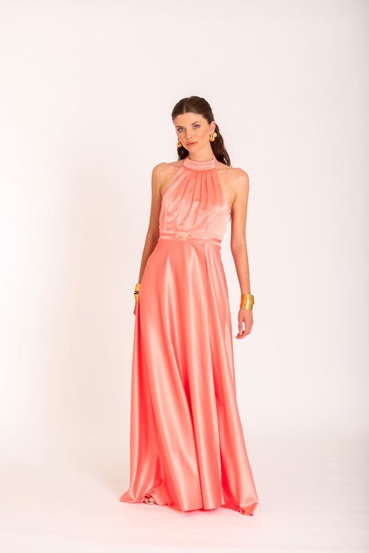 SISTE'S Abito lungo scollatura americana con cintura gioiello