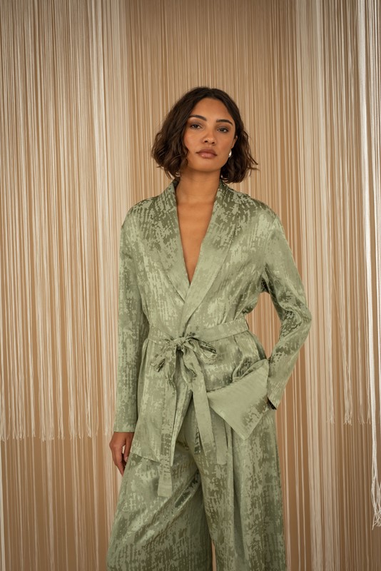 PHILIA LOFT Giacca morbida con ricamo in tinta piÙ cintura