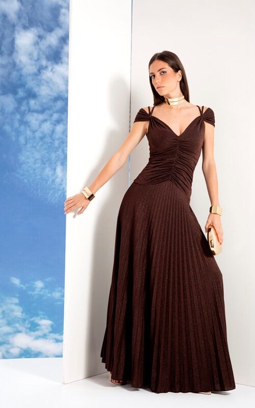 EDAS Abito lungo con plissÈ jersey lurex