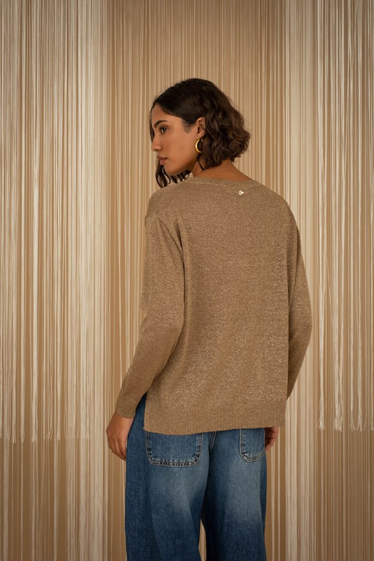 1E952544C21269CAE10317B18D27A9C8_ PHILIA LOFT Maglia girocollo lurex con spacchetti laterali