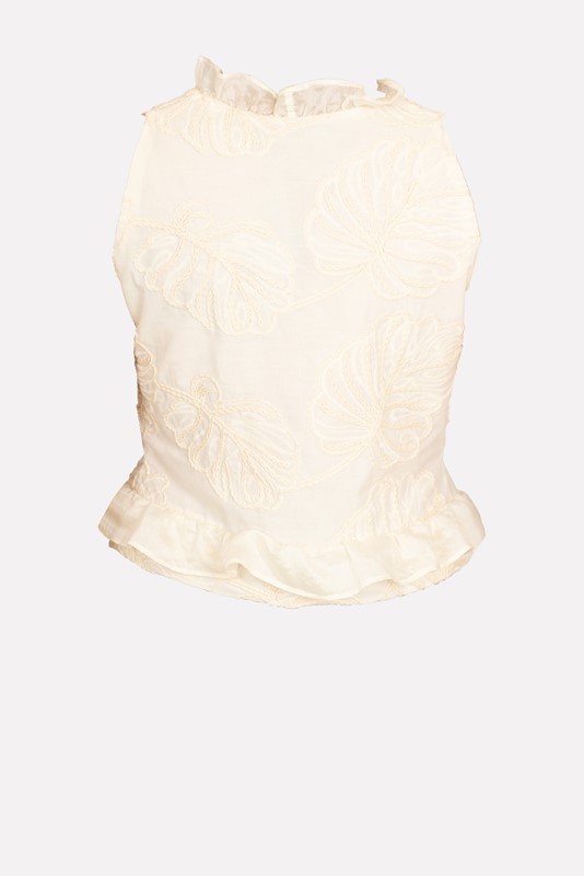 SISTE'S Gilet con rouches ricamo foglia