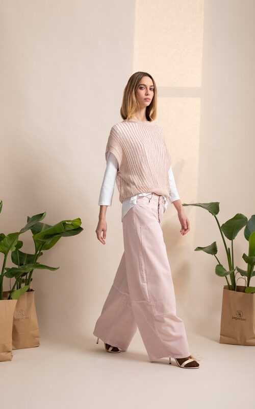 421E1CF980D565116E8720425E74B7A1_ PEPE ROSA Gilet traforato m corta lurex