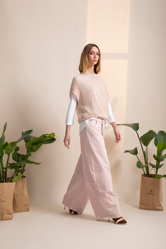 421E1CF980D565116E8720425E74B7A1_ PEPE ROSA Gilet traforato m corta lurex