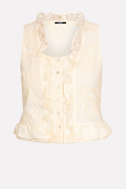 SISTE'S Gilet con rouches ricamo foglia