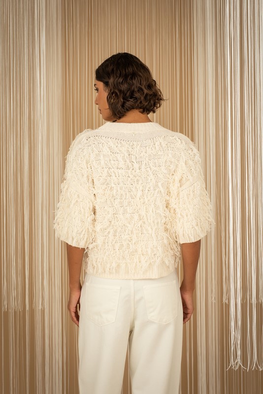 5350A8ECE0AAC5A0DC393BD1A9F5F1DE_ PHILIA LOFT Maglia girocollo m/m con frange